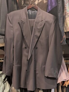 Perry Ellis Double-Breasted Suit in Charcoal. Jacket & Pants
